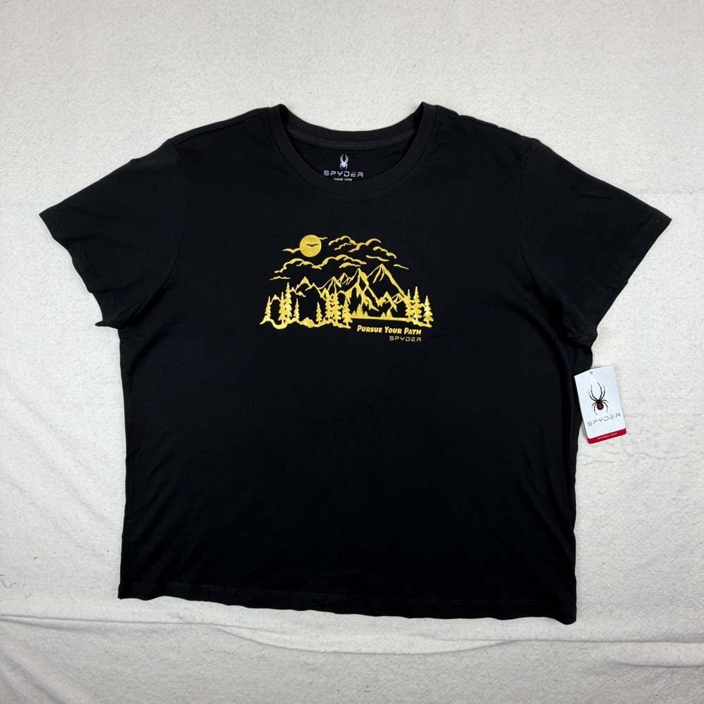 Spyder Pursue Your Path Black Gold Mountain Graphic Tee Shirt Mens 2X SWK036X